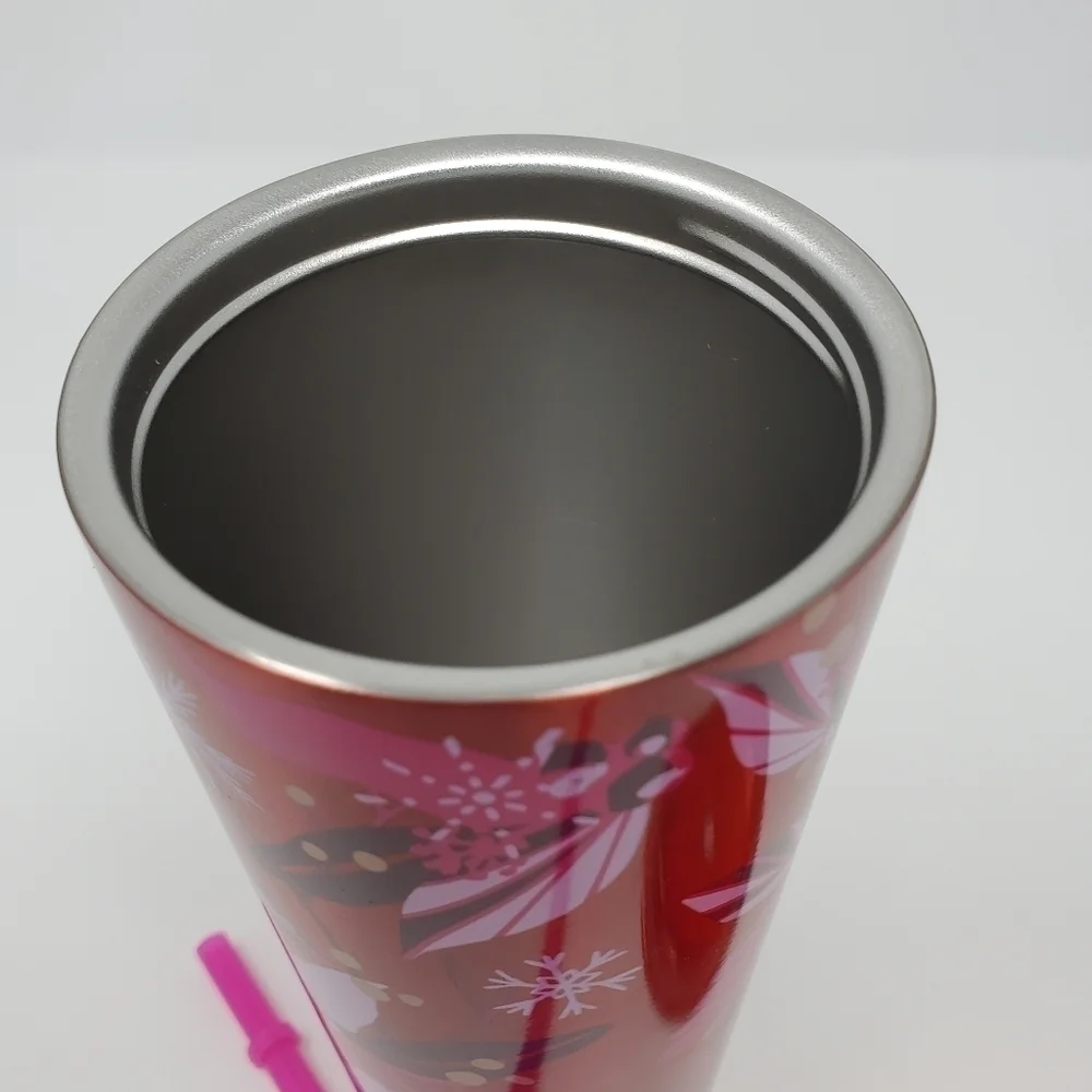 STARBUCKS NEW STAINLESS TUMBLER HOLIDAY 2021 RED & PINK COFFEE CUP BEVERAGE